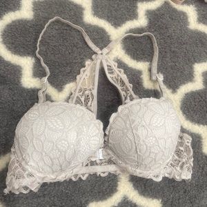 Victoria’s Secret Pink White Floral Crochet Date Racerback Bra Size 34B